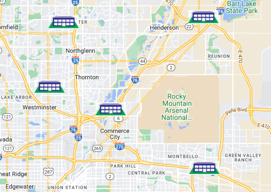 Map of Locations of Adams County Motor Vehicle Offices