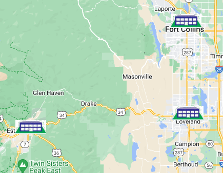 Map of Locations of Larimer County Motor Vehicle Offices