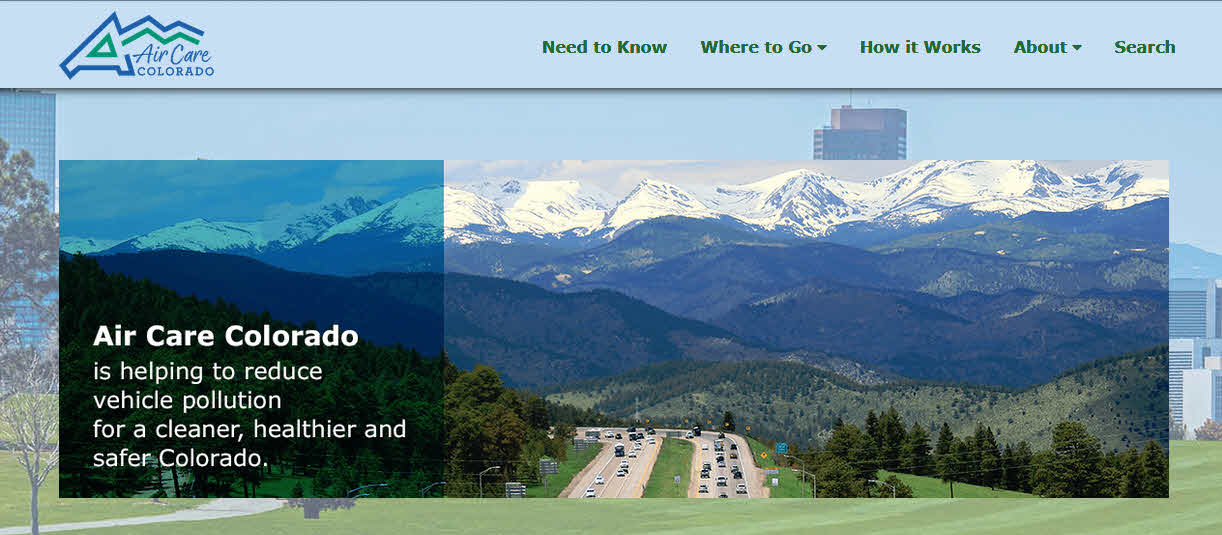A screen shot of the home page of the  Colorado Air Care website